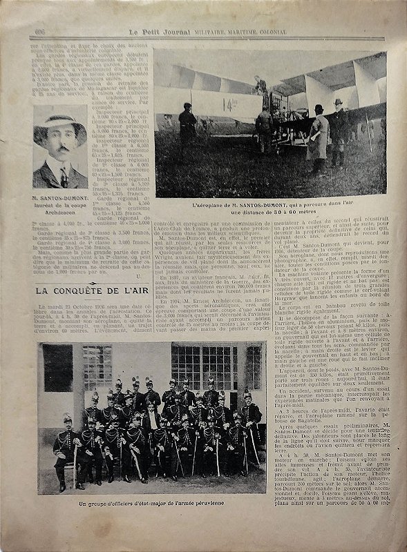 Aviação - Santos Dumont - Reportagem sobre o voo do 14-Bis, Le Petit Journal, Militaire, Maritime, Colonial de 1906