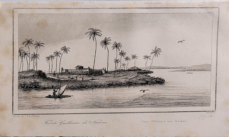 Pará - Gravura de 1837 titulada Forte de Guillaume de Nassau gravada por Chavannes