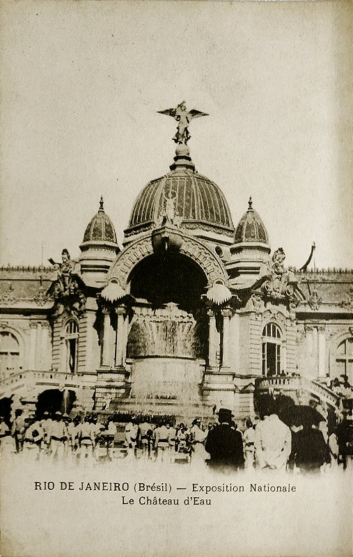 Rio de Janeiro - Exposição Nacional de 1908 - Pavilhão Le Chateau d'Eau - Cartão Postal Antigo Original