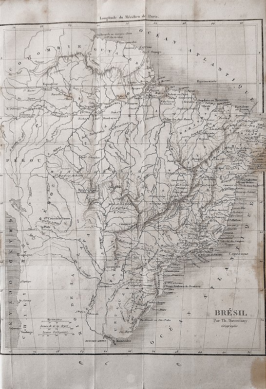 Brasil Império - Mapa Antigo elaborado por Thunot Duvotenay, geógrafo e cartógrafo francês - 240423