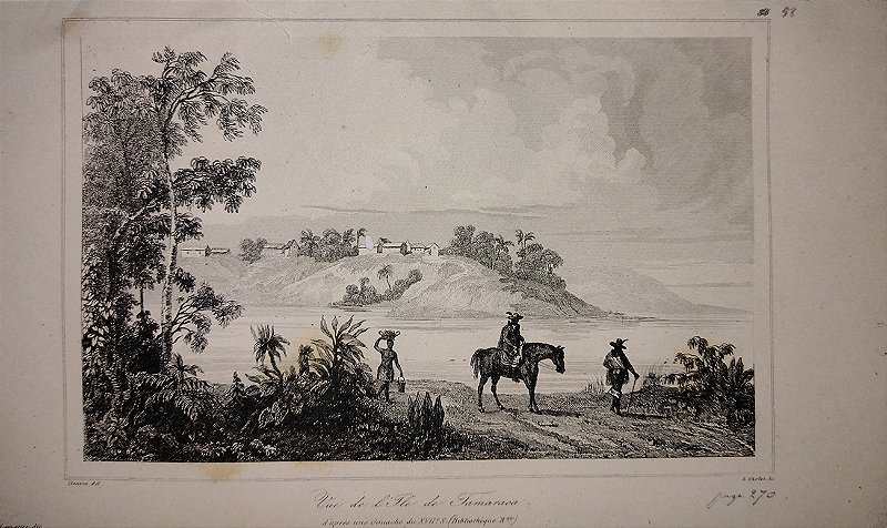 Brasil Império - Bahia - Gravura de 1837 titulada Vista da Ilha de Tamaracá  - 200323