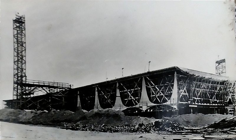 Brasília em Construção - Fotografia Antiga do Palácio da Alvorada em Construção