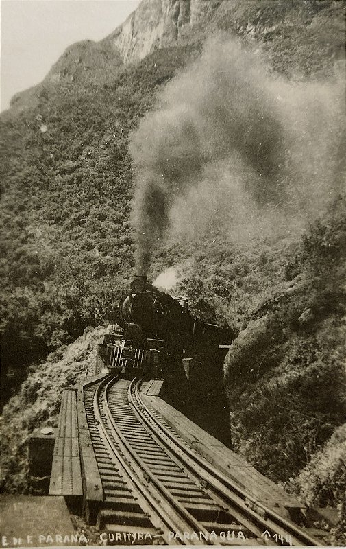 Ferrovia - Trem na Estrada de Ferro Curitiba-Paranaguá, Cartão Postal Antigo Nr. 144