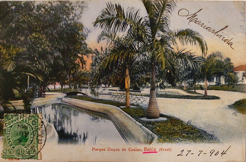 Bahia - Salvador, Parque Duque de Caxias, Cartão Postal Antigo Original Circulado em 1904