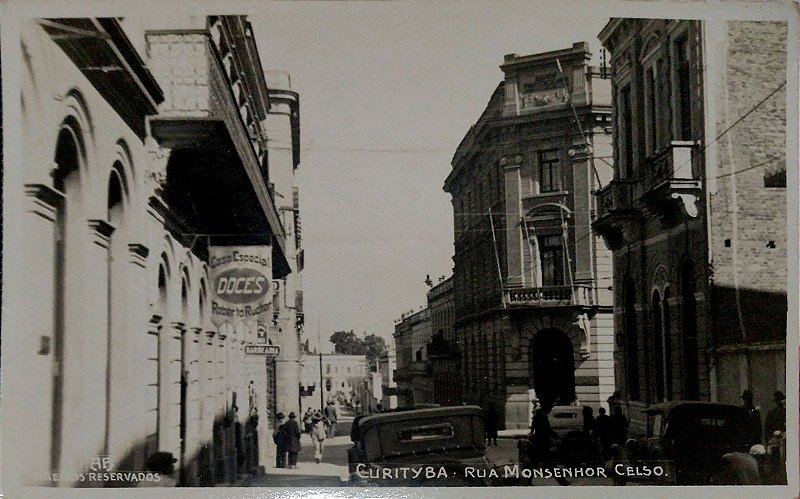 Paraná - Paranaguá, Rua Monsenhor Celso - Cartão Postal Antigo Original