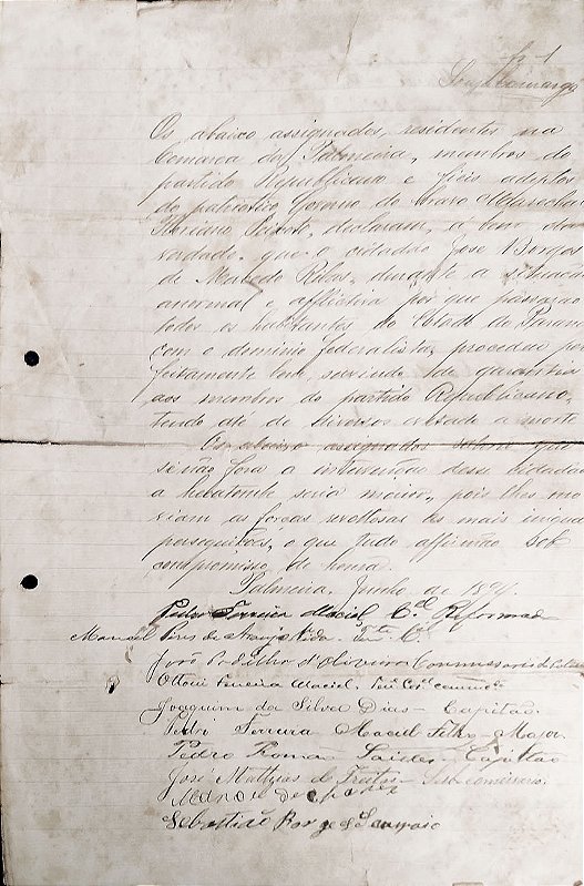 Carta de Reconhecimento a José Borges de Macedo Ribas, Revolução Federalista ou Guerra da Degola – Original de 1894