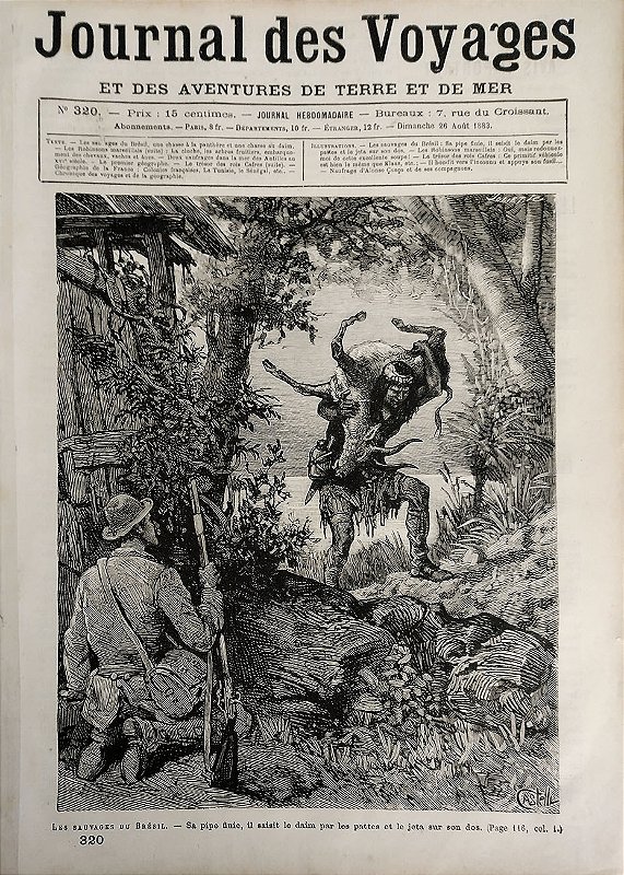 Os Selvagens do Brasil - Gravura de Castelli e Reportagem no Journal des Voyages de 1883