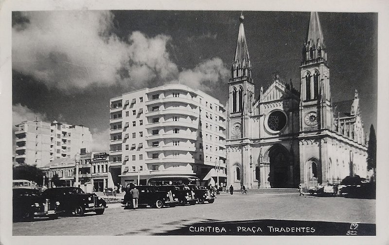Paraná - Curitiba - Praça Tiradentes -  Cartão Postal Antigo Original, Circulado em 1948