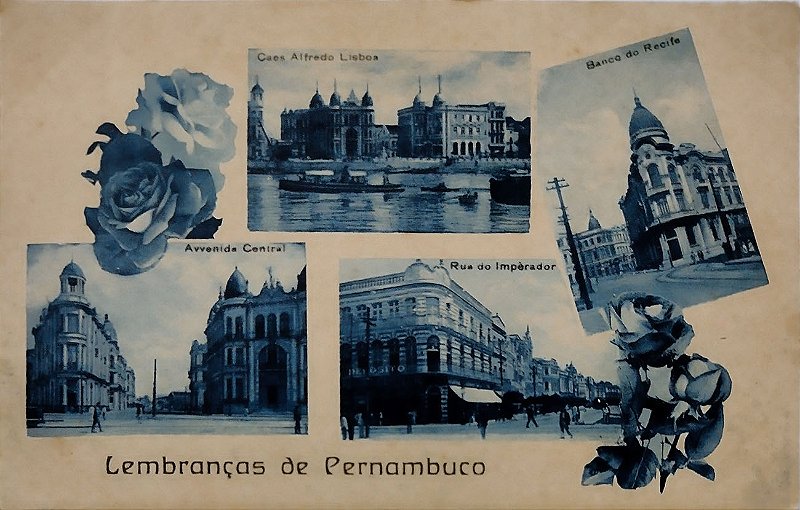 Lembranças de Pernambuco - Recife, Cartão Postal Antigo Original Multivista