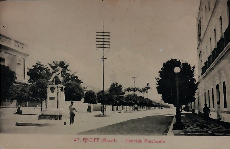 Pernambuco - Recife, Avenida Riachuelo - Cartão Postal Antigo Original Não Circulado