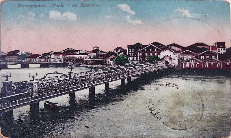 Pernambuco - Recife, Ponte 7 de Setembro - Cartão Postal Antigo Original