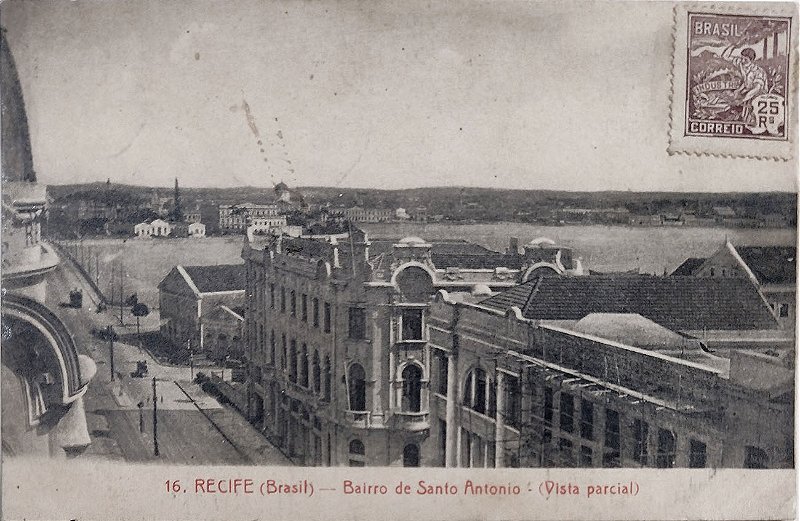 Pernambuco - Recife, Bairro de Santo Antônio, Vista Parcial - Cartão Postal Antigo 1927