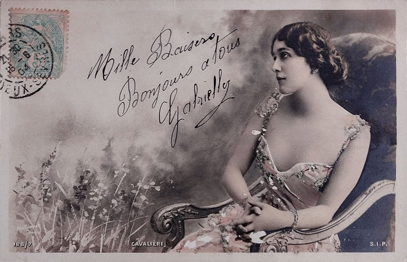 Lina Cavaliere, Atriz Francesa de Teatro de Variedades, Cartão Postal Antigo, Circulado 1904