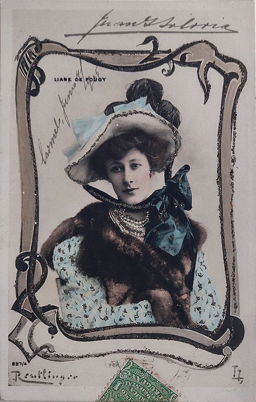 Liane de Pousy, Atriz Francesa de Teatro de Variedades, Cartão Postal Antigo, Circulado 1905