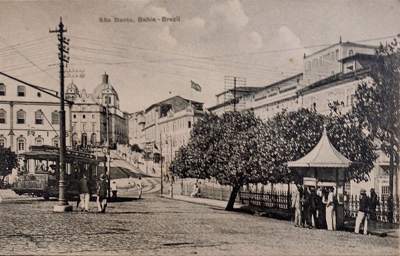 Bahia -  Salvador - Cartão Postal Antigo Original, São Bento, Movimento de Bonde, Não Circulado