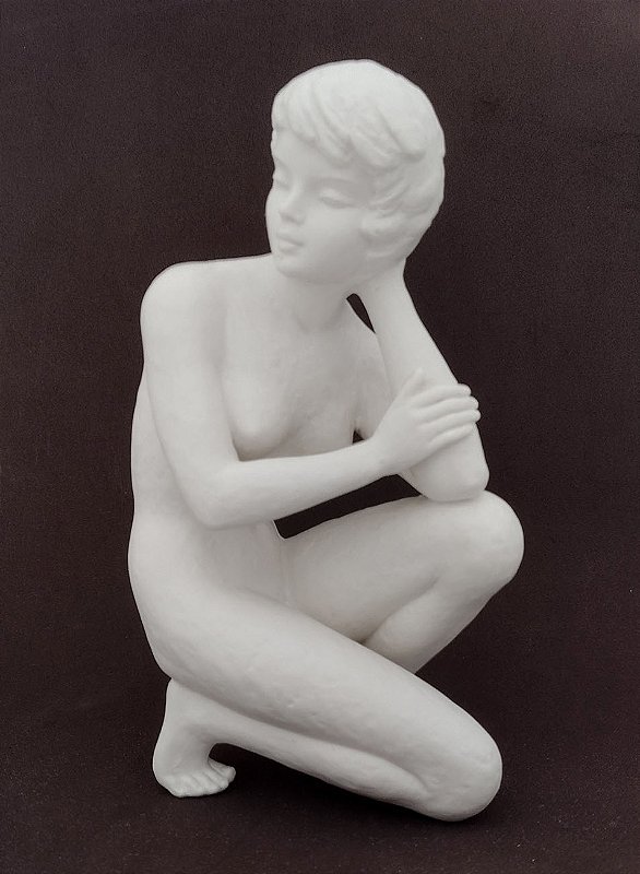 W. Goebel - Escultura em Pasta de Porcelana Biscuit Alemã, Nu Feminino com Textura