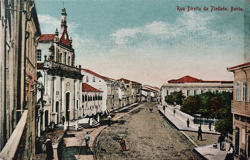 Bahia - Rua Direita da Piedade - Cartão Postal Antigo Original - Não Circulado