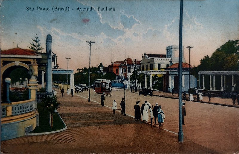 São Paulo - Av. Paulista - Cartão Postal Antigo Original, - Circulado 1923