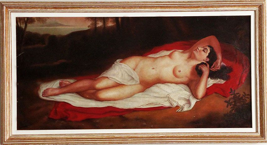 R. Ortiz - Quadro, Pintura La Maja Desnuda, Óleo sobre Tela, Assinado