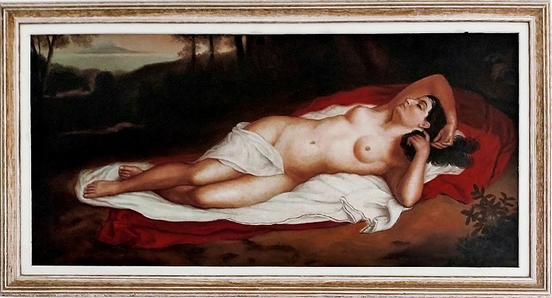 R. Ortiz - Quadro, Pintura La Maja Desnuda, Óleo sobre Tela, Assinado
