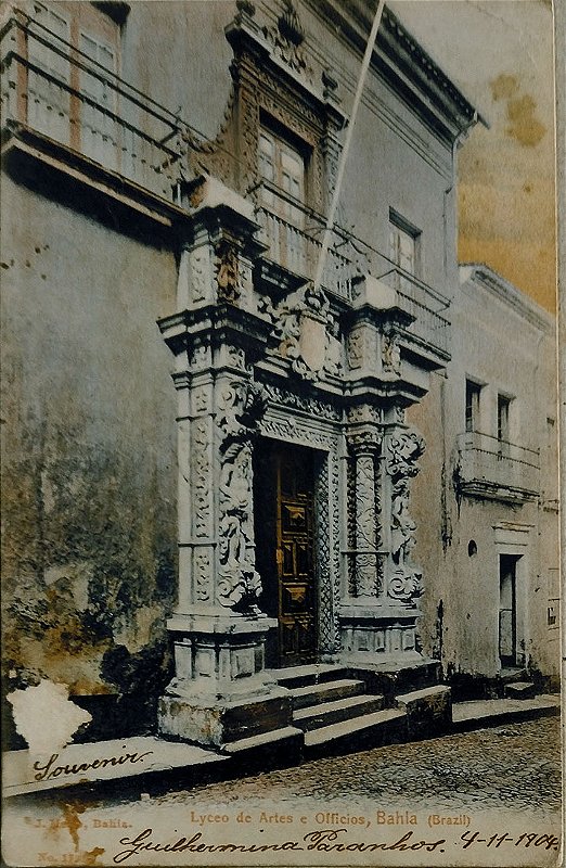 Bahia - Salvador - Liceo de Artes e Ofícios - Cartão Postal Antigo Original, Circulado 1904