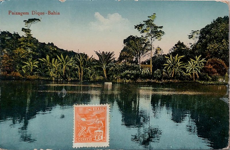 Bahia - Salvador - Paisagem do Dique - Cartão Postal Antigo Original, Circulado 1924
