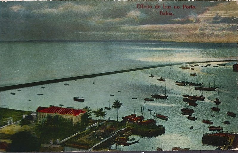 Bahia - Salvador - Efeito de Luz no Porto - Cartão Postal Antigo Original, Não Circulado