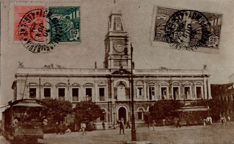 Bahia - Salvador - Intendência Municipal, Movimentos de Bondes - Cartão Postal Antigo Original, Circulado 1922