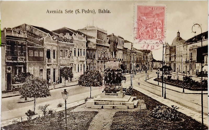 Bahia - Salvador - Avenida Sete - Cartão Postal Antigo Original, Circulado 1923