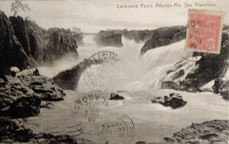 Bahia - Cachoeira de Paulo Afonso - Rio São Francisco - Cartão Postal Antigo Original, Circulado