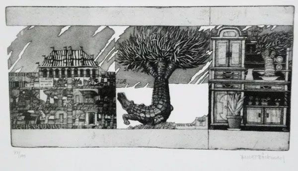 Bengt Böckman - Quadro, Gravura Original da Série Arquitetura em Metamorfose, Assinada pelo Artista Sueco
