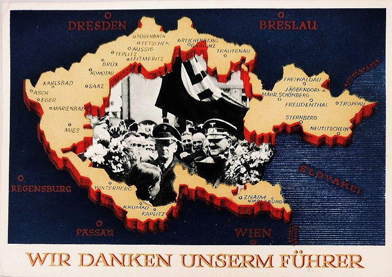 Hitler -  III Reich, Anexação dos Sudetos (Sudetenland) pela Alemanha Nazista- Cartão Postal Antigo Original