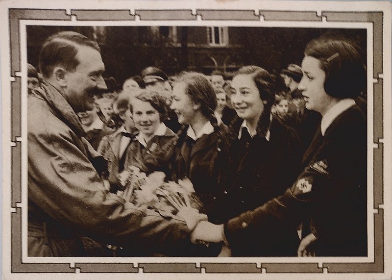 Hitler com Juventude Nazista -  Propaganda do  III Reich, Cartão Postal Antigo Original