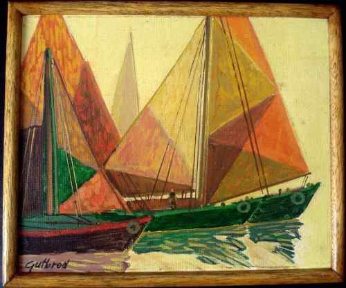 Gutbrod - Quadro, Pintura Óleo sobre Eucatex - Barcos Do Nordeste VII