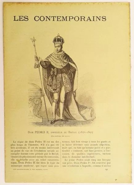 Dom Pedro II -  Antigo Jornal Francês 'Les Contemporains'