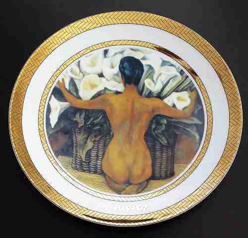 Diego Rivera - Porcelana Rosenthal com Obra do Artista -  Prato Borda com Ouro 24k, 26cm