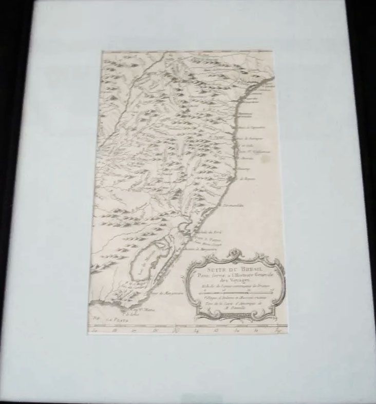 Mapa Antigo do Sul do Brasil, Suite Du Bresil, Original de 1780 - Emoldurado