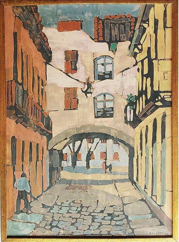 Armando Balloni - Pintura Óleo sobre Tela, Cidade Antiga, 1954