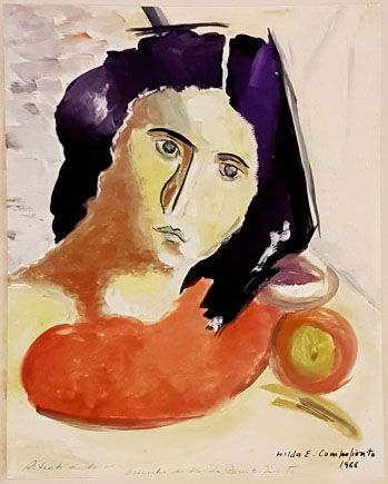 Hilda E. Campofiorito - Pintura Guache sobre Cartão,  Figura Feminina