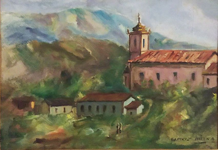 Beatriz Dutra - Pintura Igrejinha Em Minas, Óleo sobre Eucatex, 1976