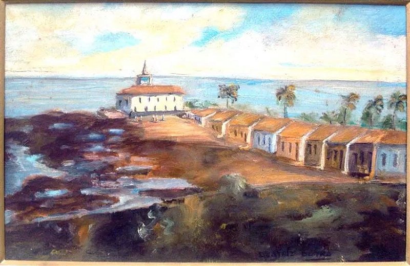 Beatriz Dutra - Pintura, Cidade no Litoral, Óleo sobre Eucatex