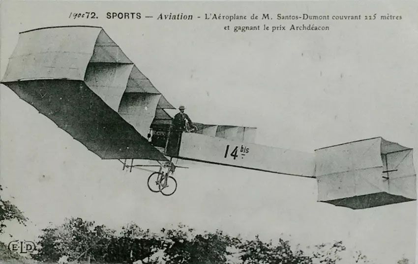 Santos Dumont - Avião 14 Bis - Cartão Postal Antigo Original, Tipográfico