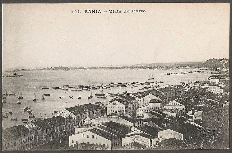 Salvador, Bahia - Vista Do Porto - Cartão Postal Antigo, Tipográfico, Original