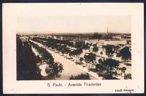 São Paulo - Avenida Tiradentes, Cartão Postal Antigo Original 