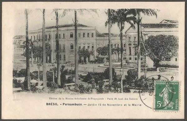 Pernambuco, Recife - Jardim 15 de Novembro - Cartão Postal Antigo Original