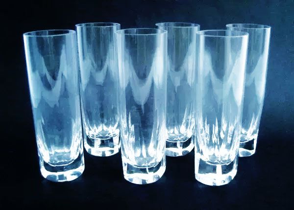 Jogo com 6 Copos Para  Vodka em Cristal Lapidado de Alta Transparência