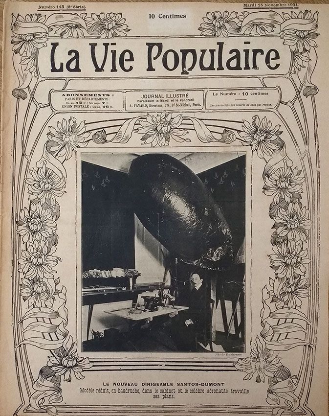 Santos Dumont em seu Escritório e Modelo do Dirigível - Jornal La Vie Populaire, Original De 1904