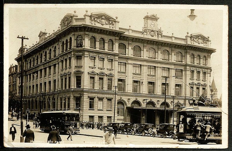 São Paulo, Cartão Postal Antigo Original, Prédio do Correio Geral,  Bondes Carros Pedestres