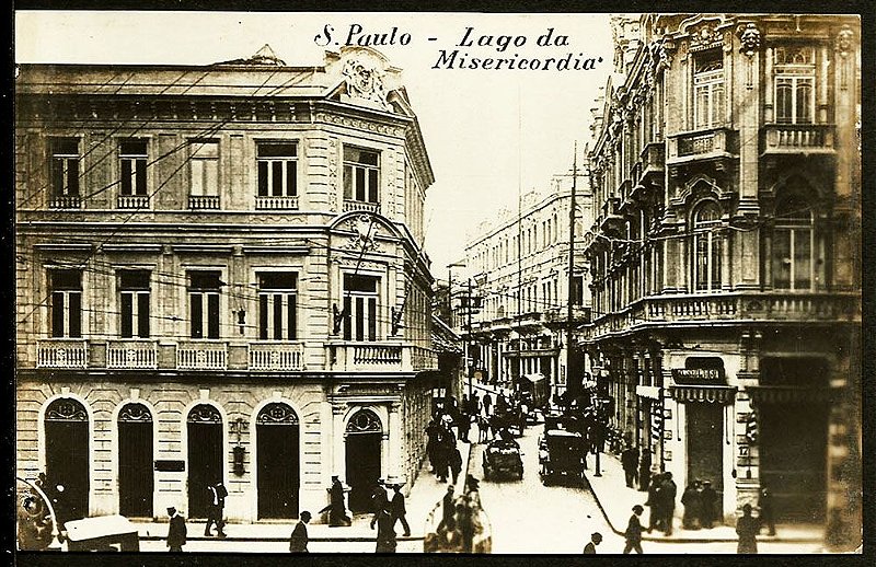 São Paulo - Cartão Postal Antigo Original, Largo da Misericórdia , Carros, Carroças e Pedestres