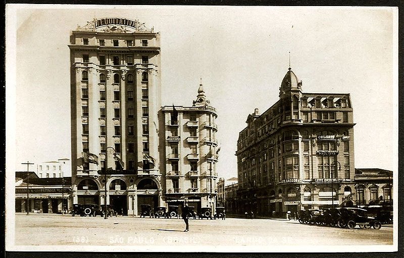 São Paulo - Cartão Postal Antigo Original, Largo Sé com Carros